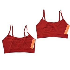Calsie Women's Red Seamless Sports Bra Tank Top Crop Top XL 38DD 40D Lot of 2